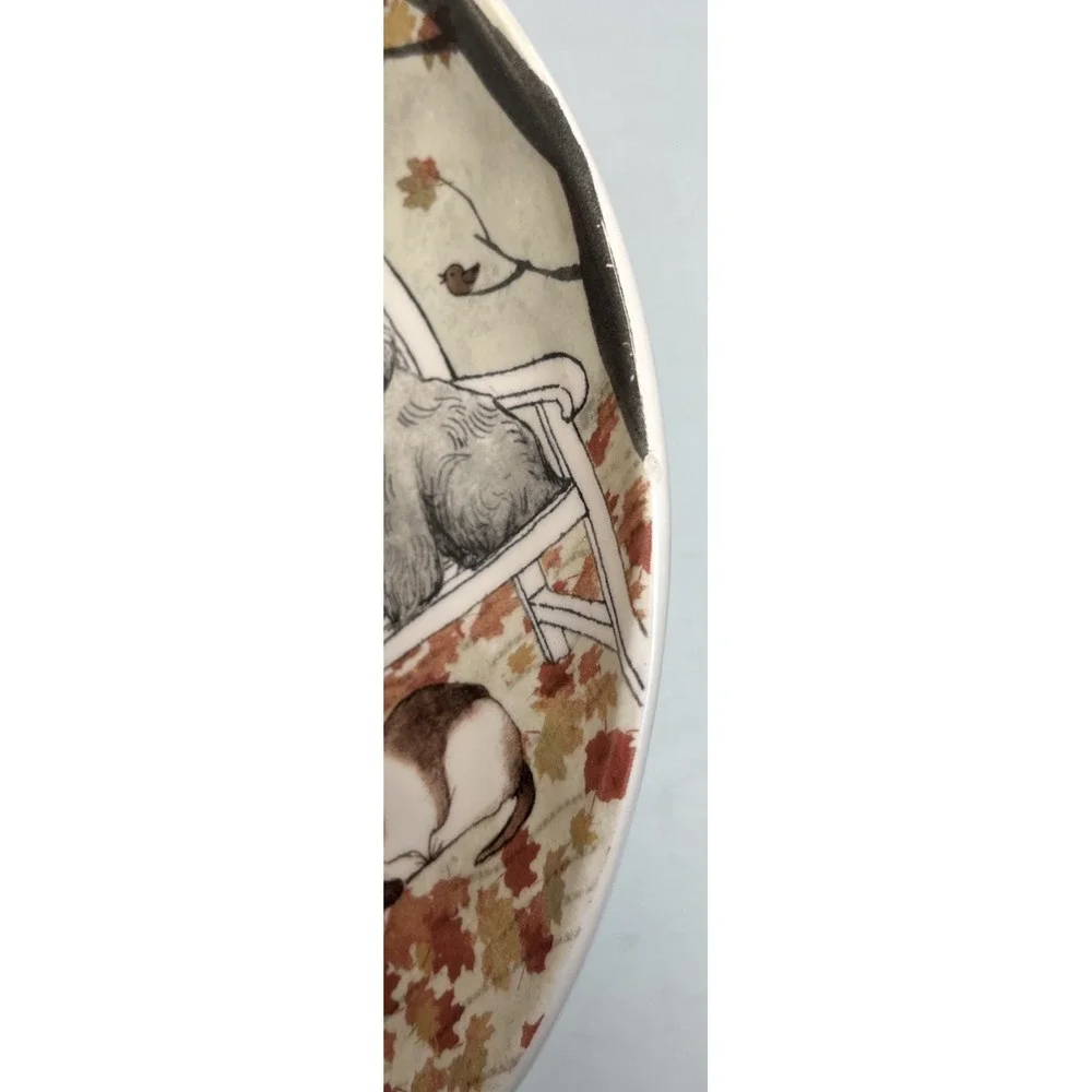 Pier 1 LAZY SUNDAY PUPS Ironstone Plate Autumn NYC Park Poodle Set of 2